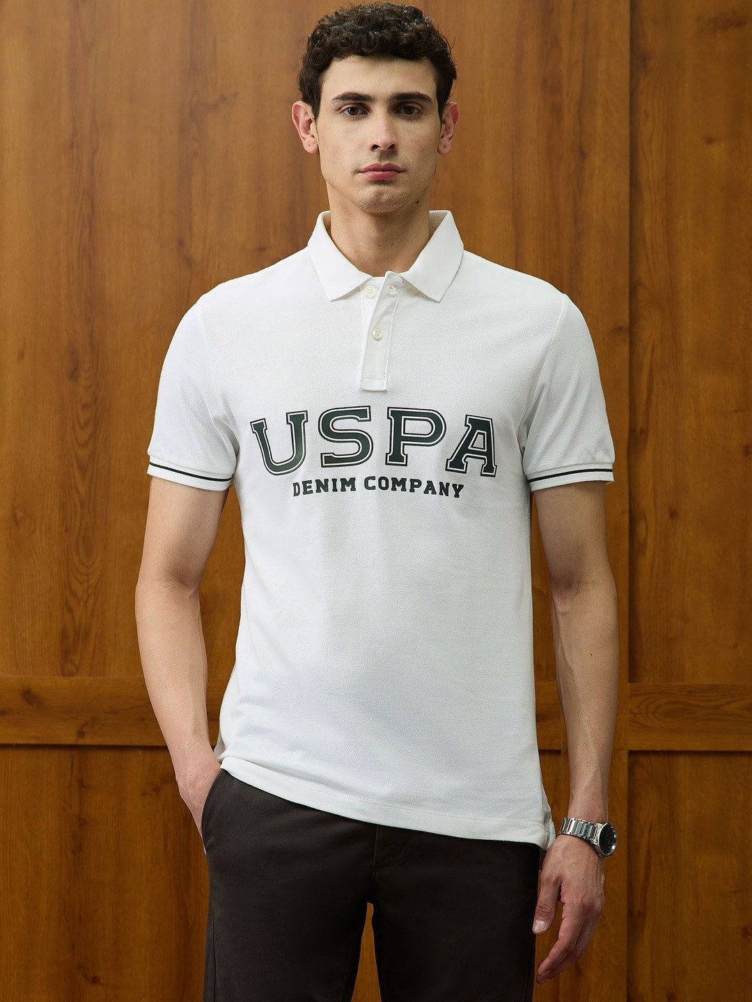 U.S. Polo Assn. Denim Co. Varsity Theatre Typography Printed Pure Cotton Muscle T-shirt