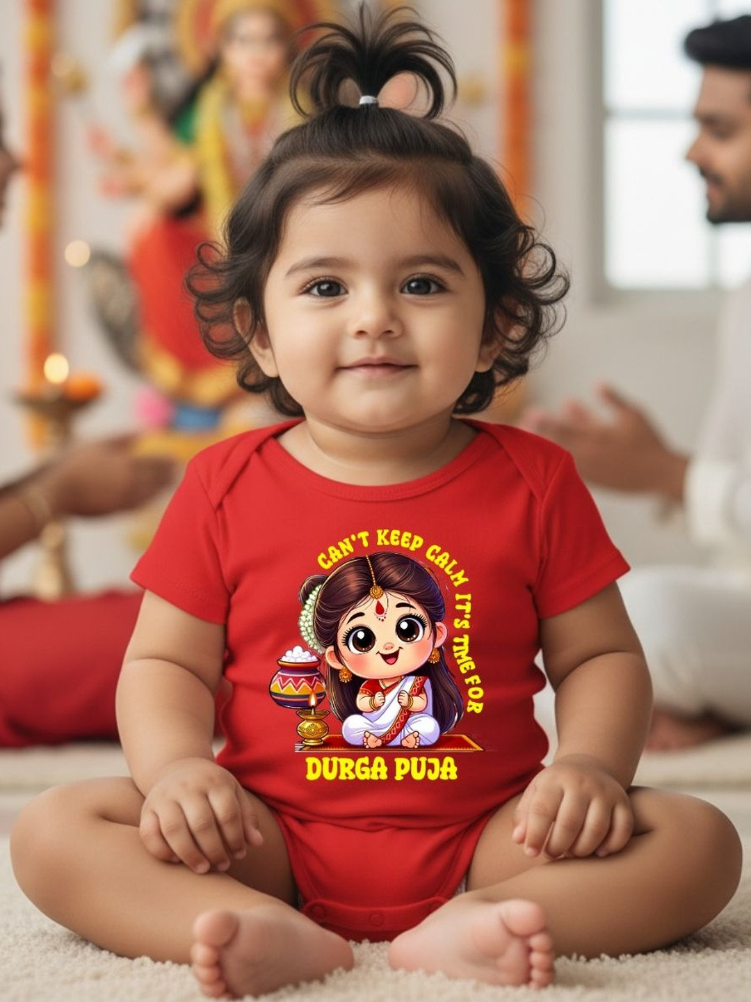 karmikh clothing & lifestyle Unisex Kids Red Printed Jumpsuit