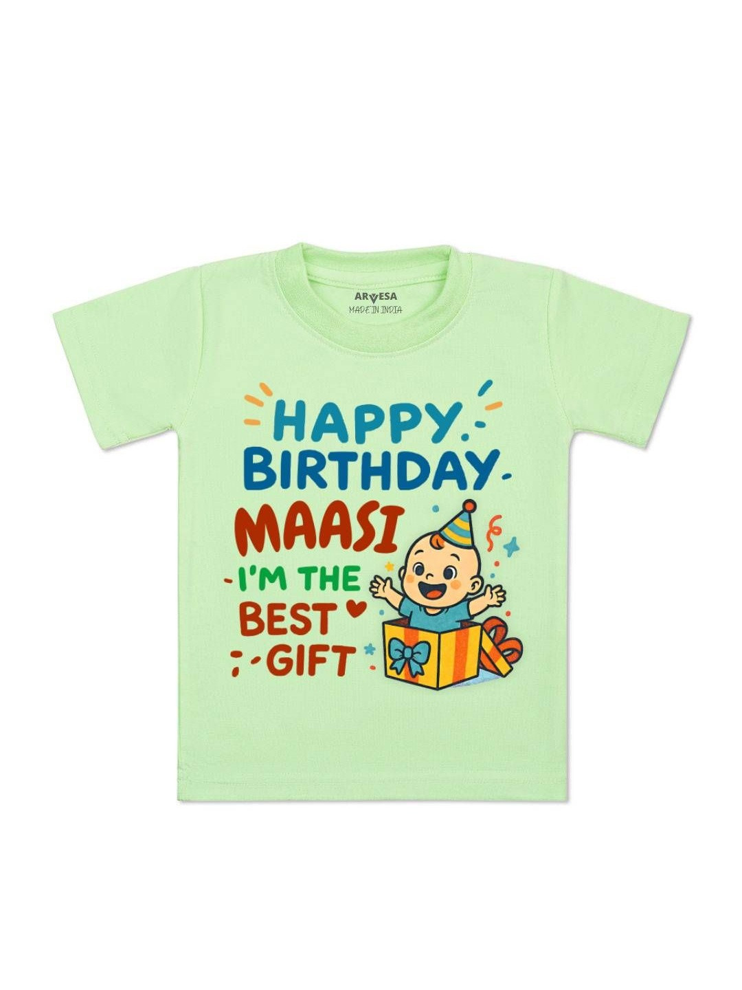 Happy Birthday Maasi Printed Kids Tshirt