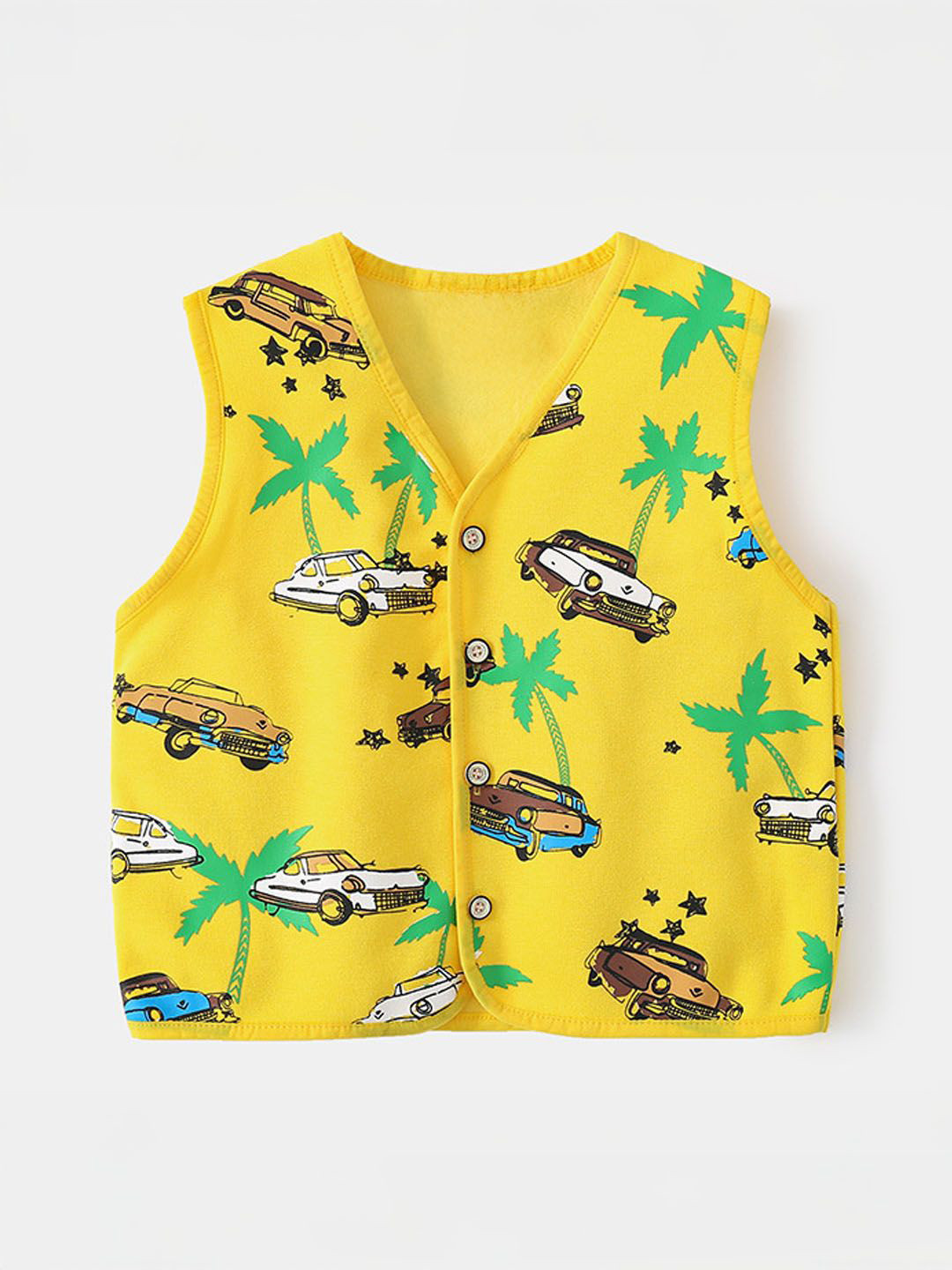 Xsole Boys Printed V-Neck Sleeveless Cardigan