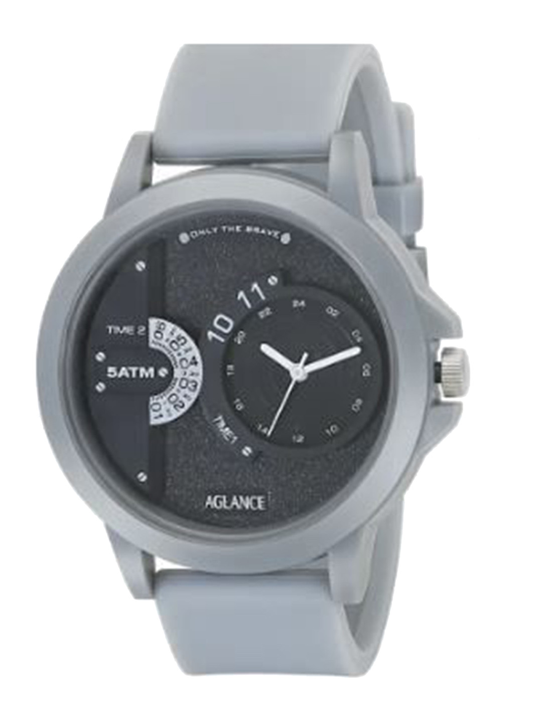 Aglance Men Embellished Dial & Straps Analogue Watch AGLANCE FT3149 NEW FULL BLACK Grey