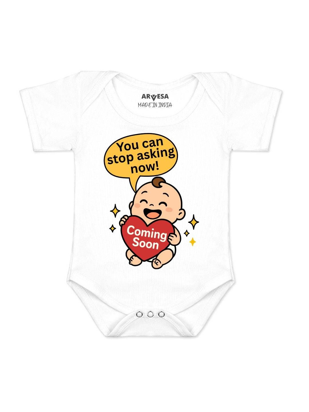 Arvesa Kids Coming Soon Printed Cotton Rompers