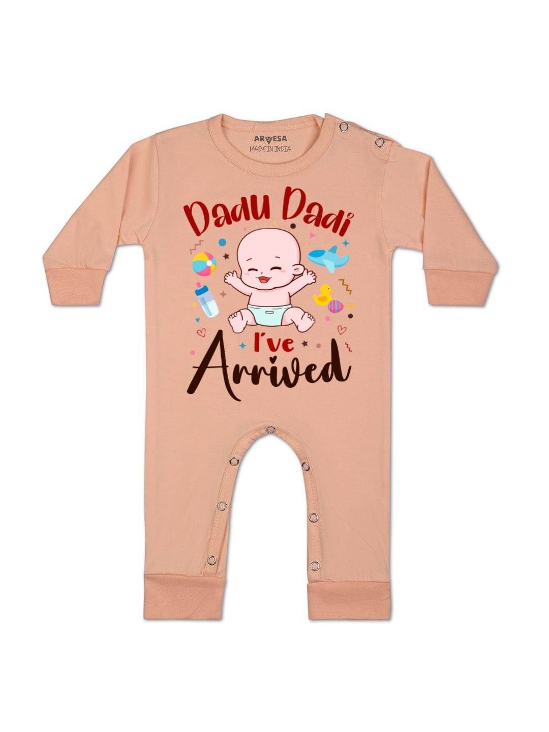 Dada Dadi I Have Arrived Printed Baby Rompers