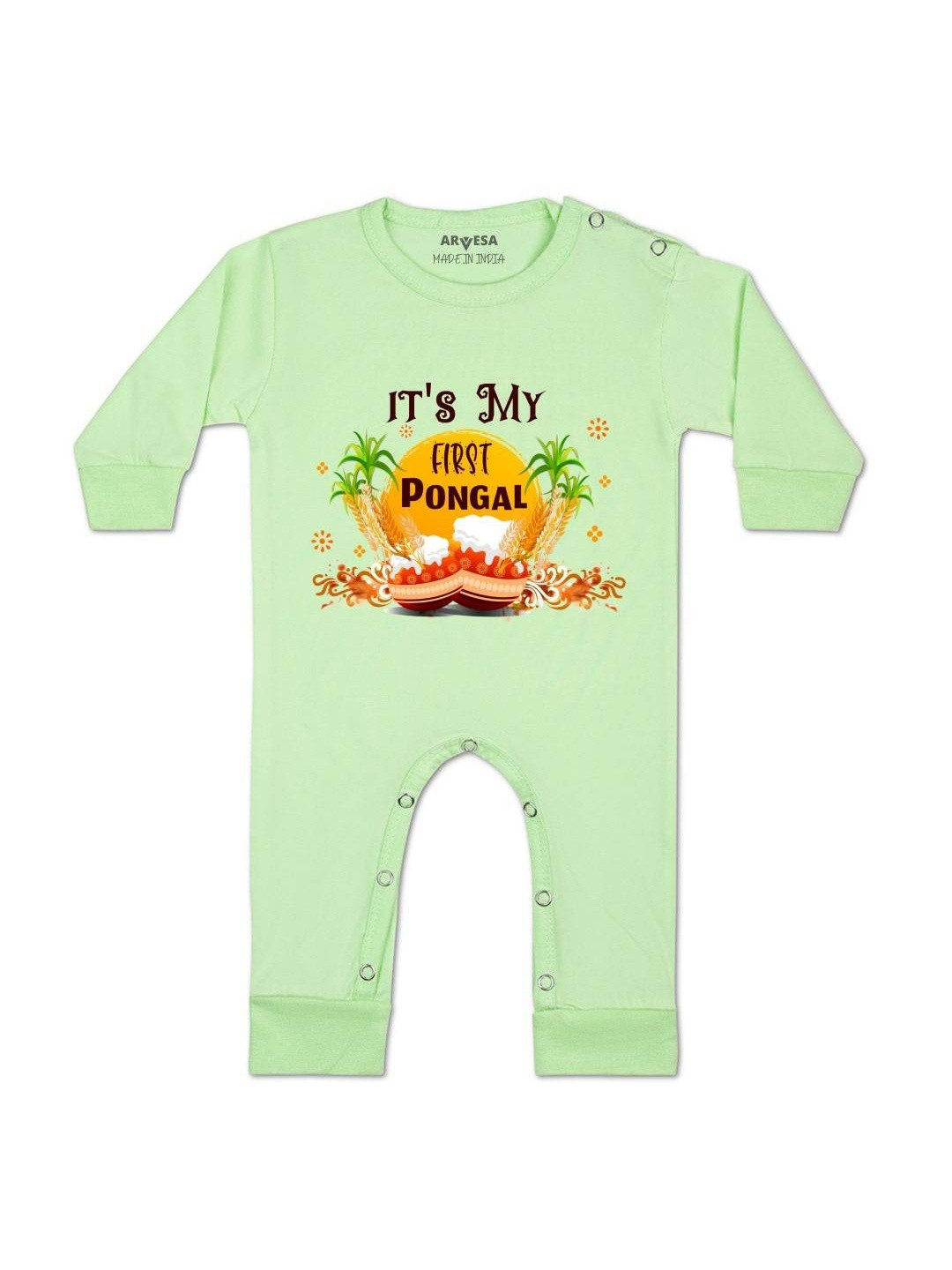 Arvesa Kids Cotton Envelope Neck Long Sleeves Snap Button Rompers