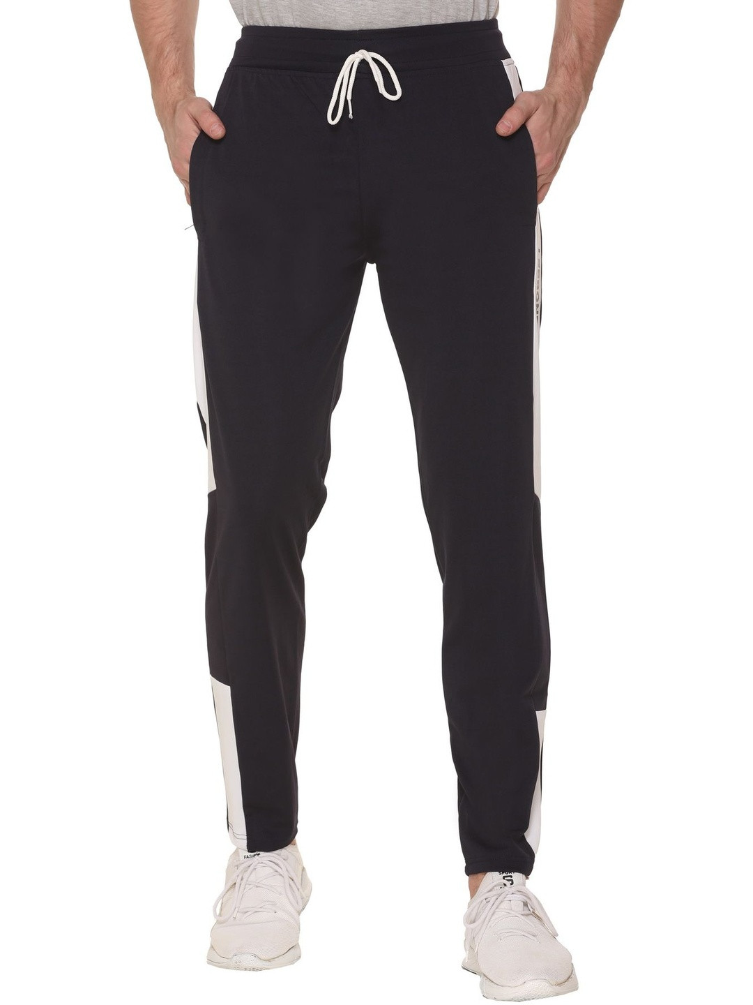 LEE BONEE Men Navy Blue Dri Fit Solid Training or Gym Polyester Track Pant