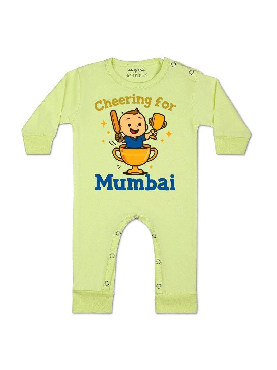Cheering For Mumbai Printed Baby Rompers