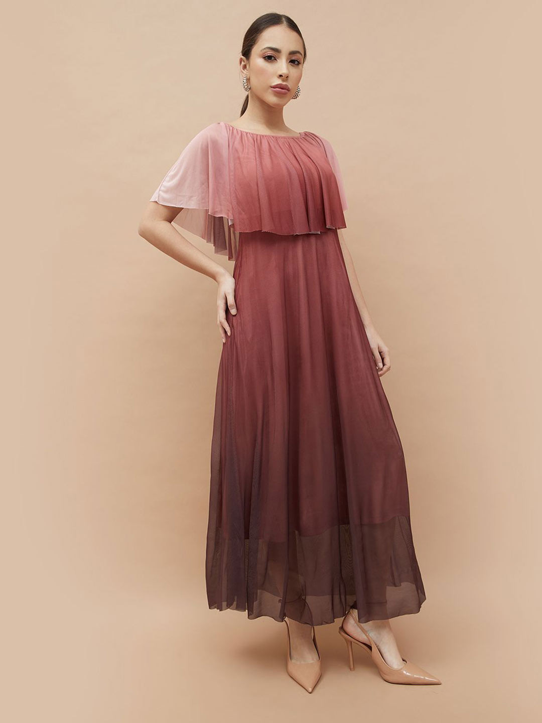 CODE by Lifestyle Women Ombre Dyed Cape Sleeves Maxi Dress