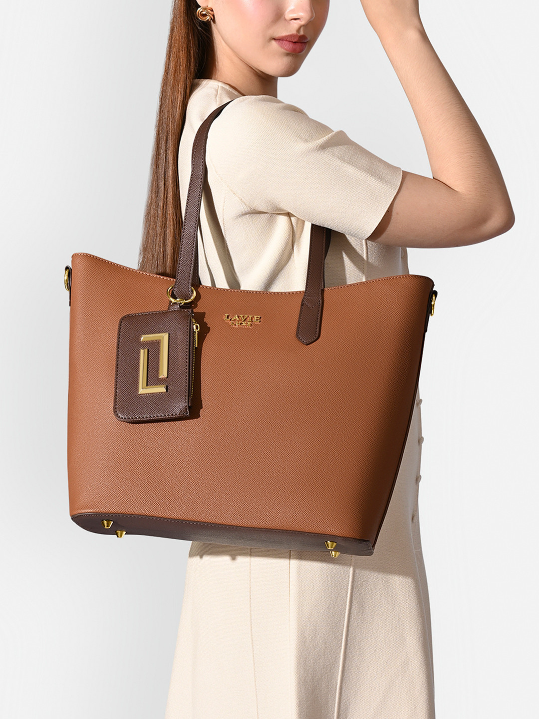 LAVIE LUXE Oversized Structured Tote Bag With Pouch