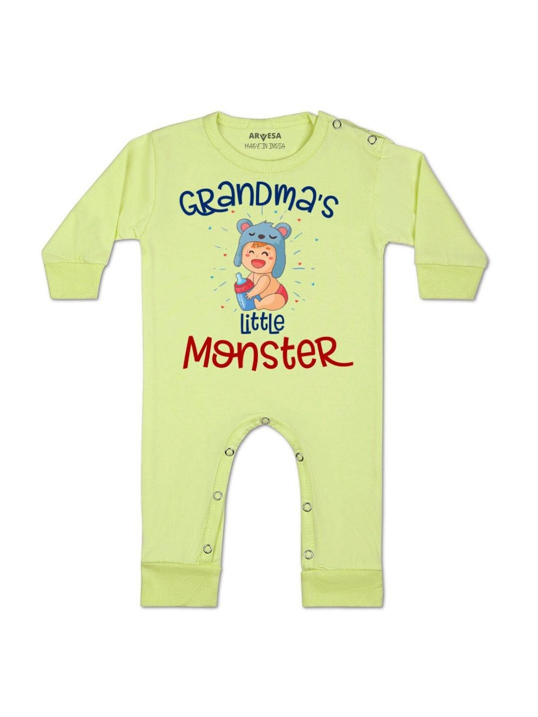 Grandma Little Monster Printed Baby Rompers