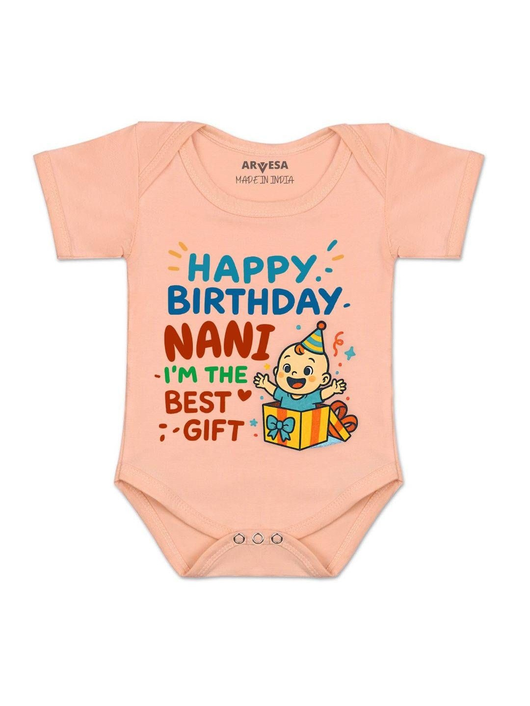 Arvesa Kids Happy Birthday Nani Printed Romper