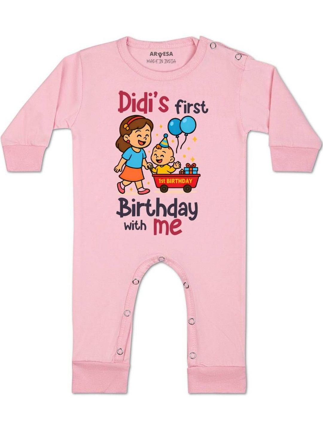 Didi First Birthday With Me Printed Baby Rompers