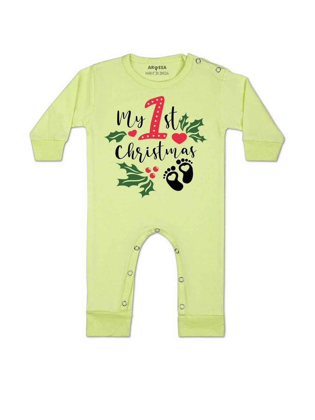 My First Christmas Printed Baby Rompers