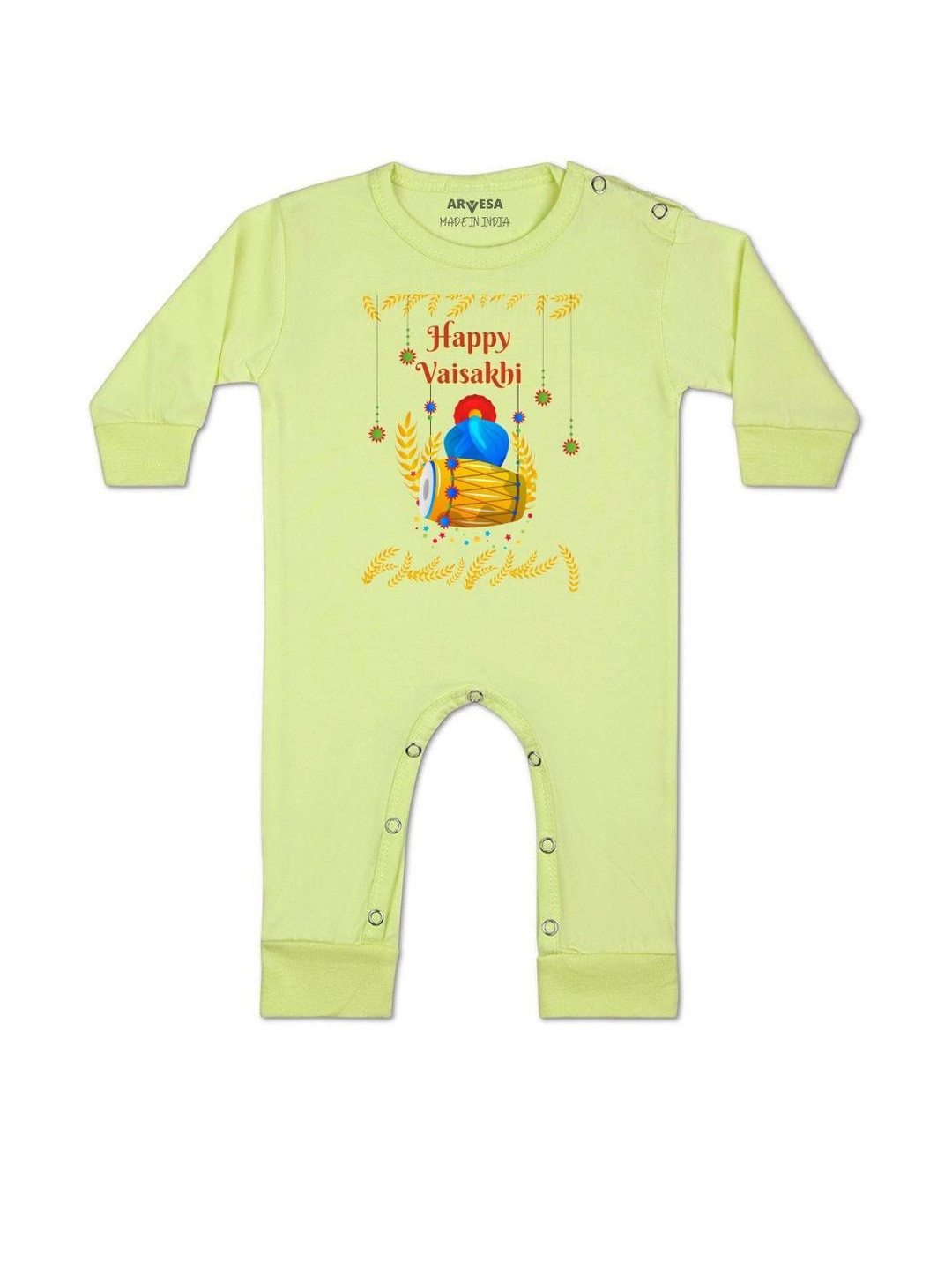Happy Baisakhi Printed Baby Rompers