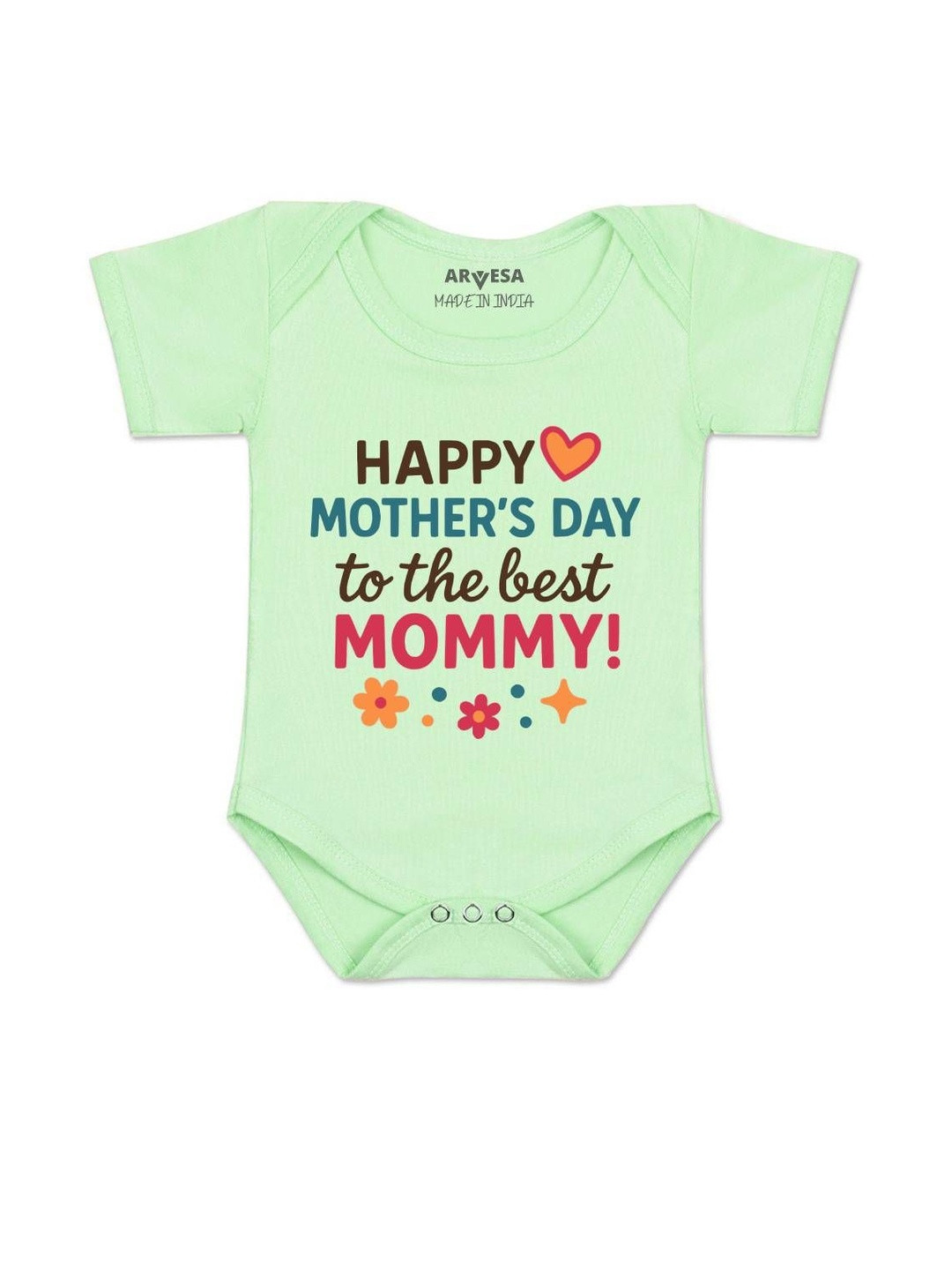 Arvesa Kids Happy Mother Days Printed Envelope Neck Cotton Rompers