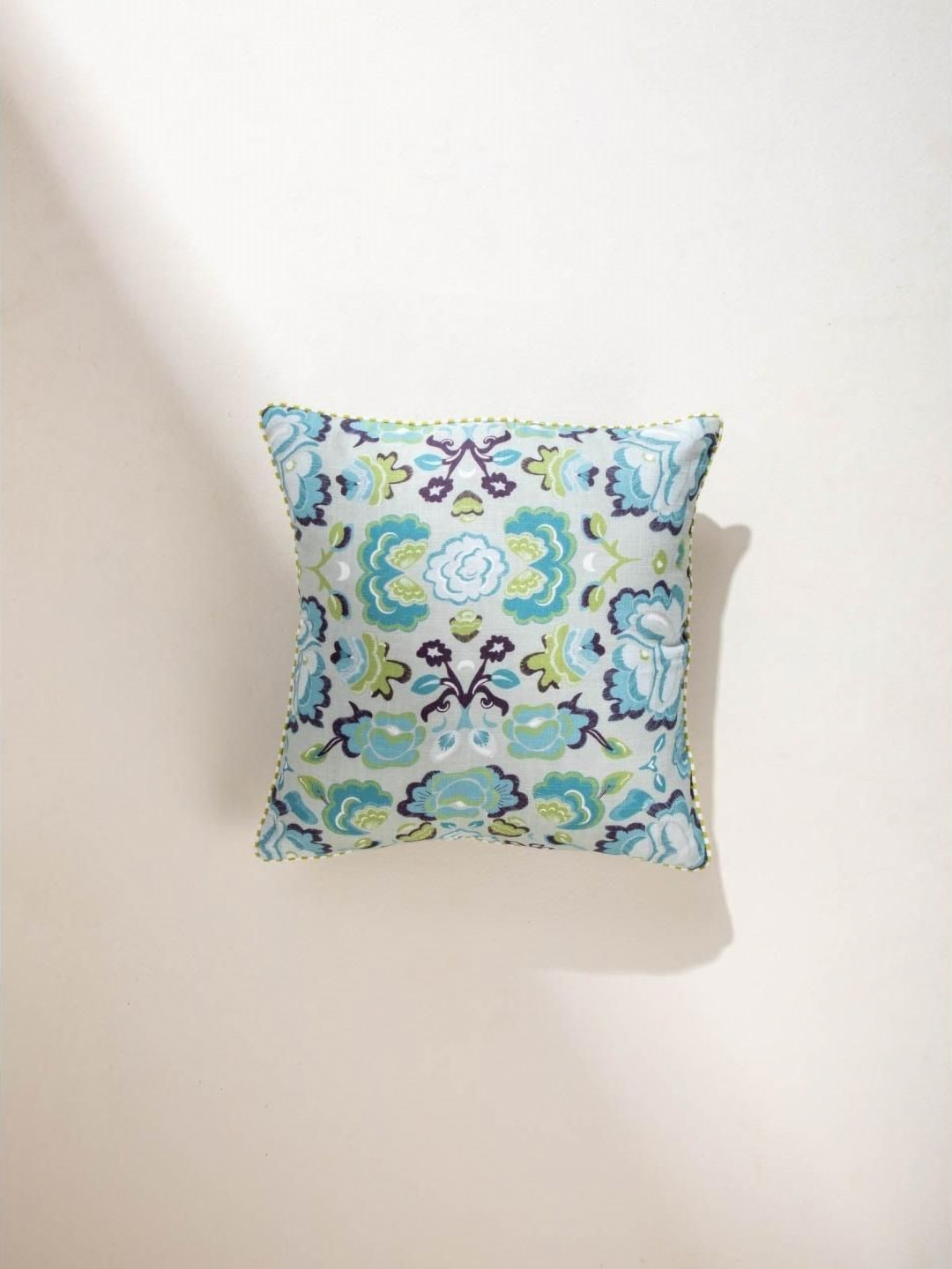 FREEDOM TREE Gypsy Rose Blue & White Floral Printed Cotton Square Cushion Covers