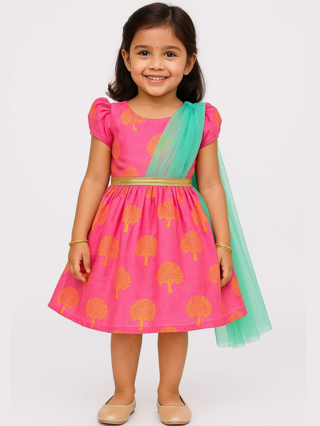 My Lil Princess Women Pink Silk Blend Embellished Fit & Flare Dress