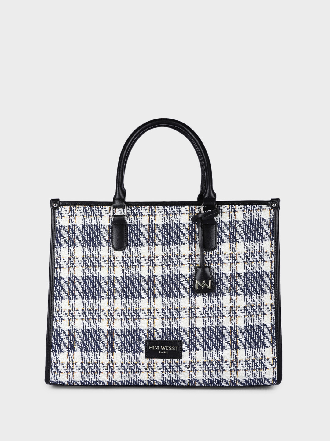 MINI WESST Times Square Luxury Geometric Printed PU Structured Tote Bag