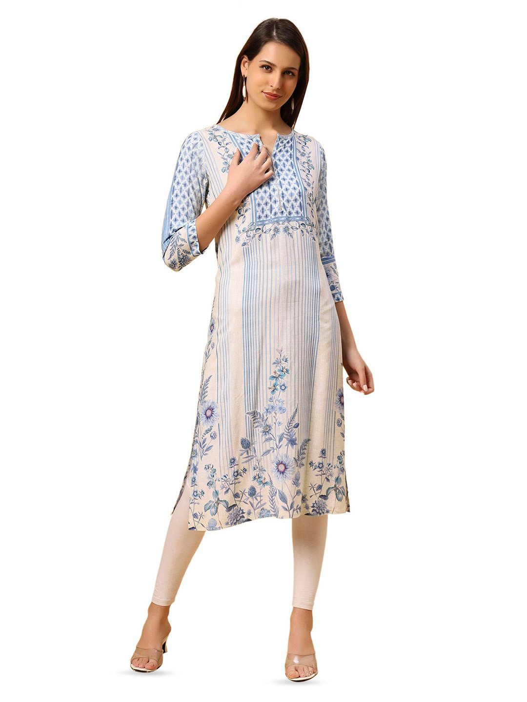 SANAA Women Floral Printed Daily Straight Kurta
