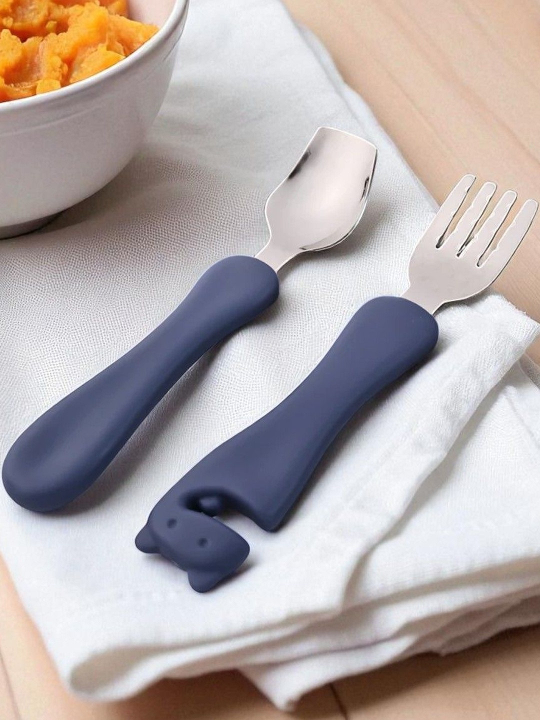 DeoDap Blue Stainless Steel Cutlery Set of Spoon & Fork