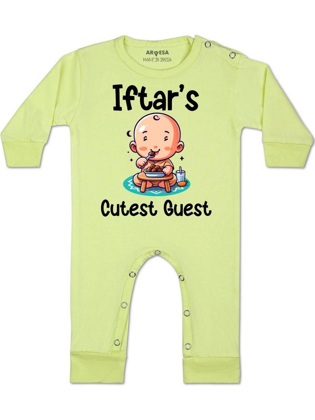 Arvesa Kids Iftar Cutest Guest Printed Baby Rompers