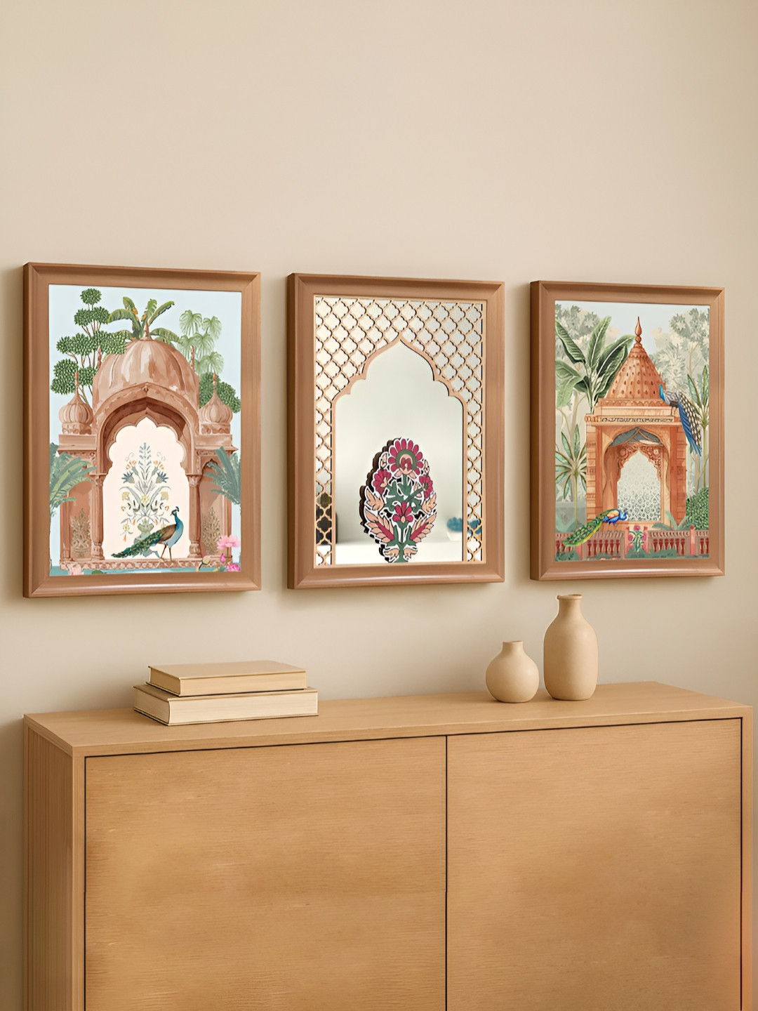 Art Street Brown & Green 3 Pieces Floral Canvas Wall Arts