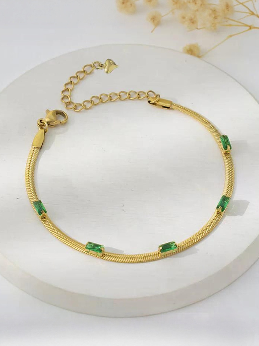 MODE & MINIMAL Women Stainless Steel Gold-Plated Link Bracelet