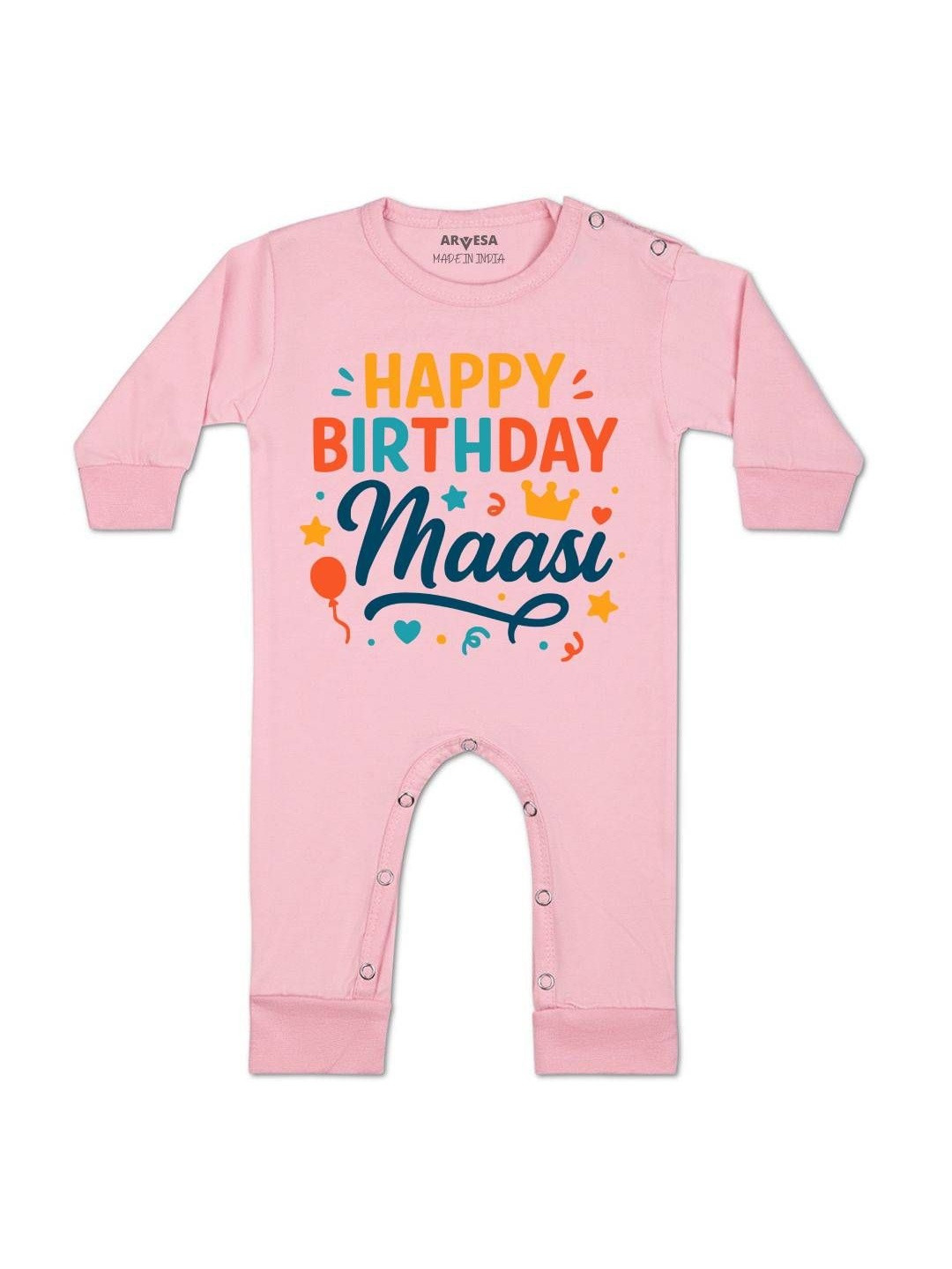 Happy Birthday Maasi Printed Baby Rompers