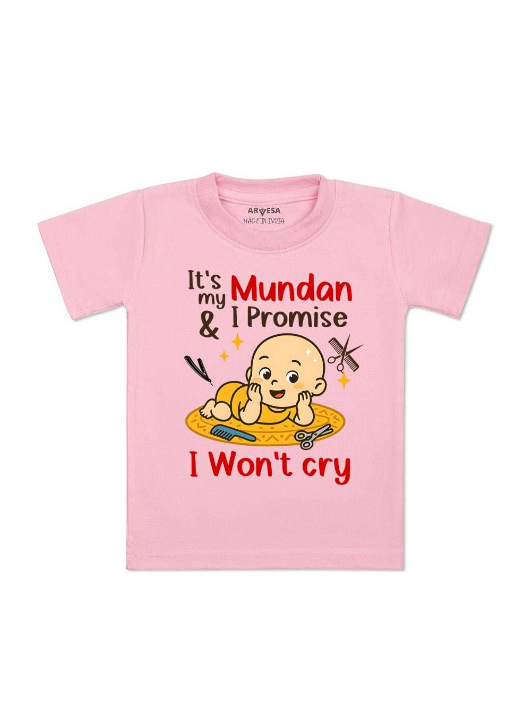 Its Mundan I wont Cry Printed Kids Tshirt