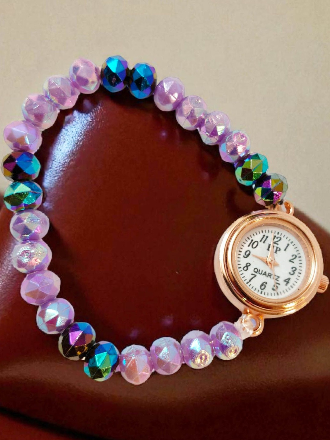 KAVIM Women Bracelet Style Beaded Watch