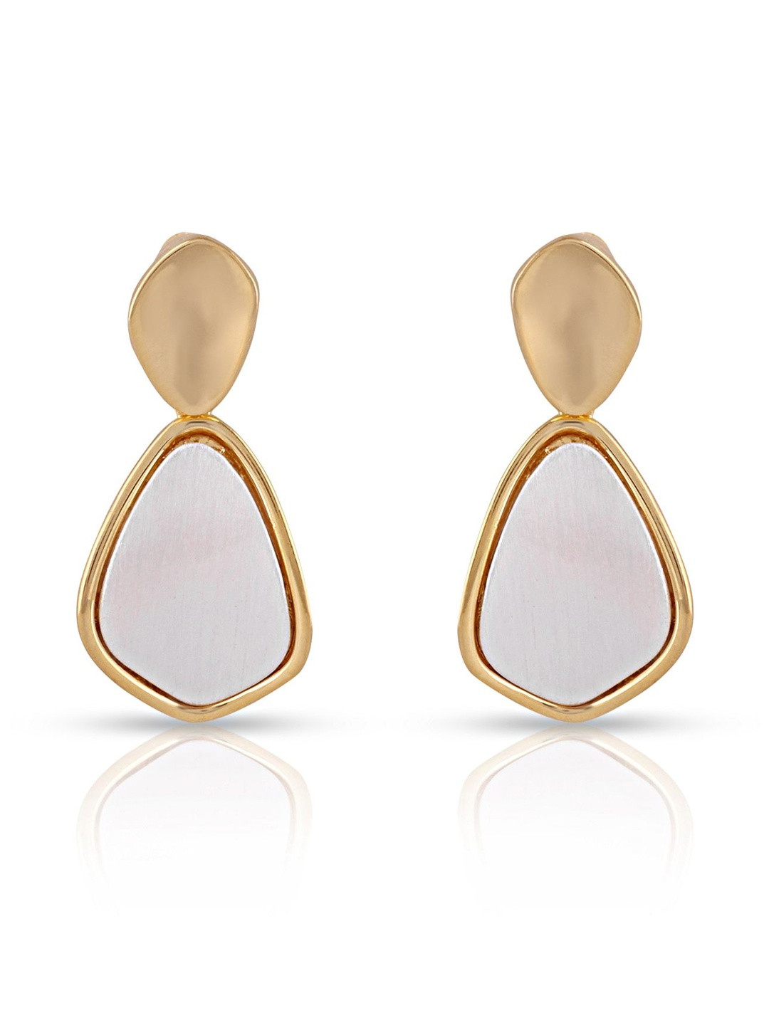 CROWN NINE Women Gold Plated Cubic Zirconia Drop Earrings