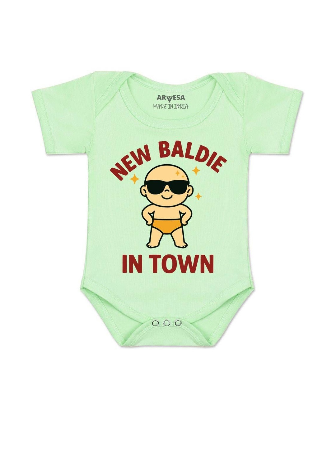 Arvesa Kids New Baldie in The Town Printed Envelope Neck Romper