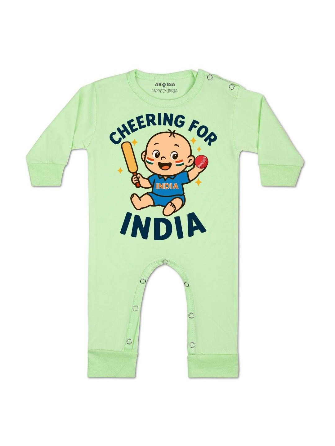 Cheering For India Printed Baby Rompers