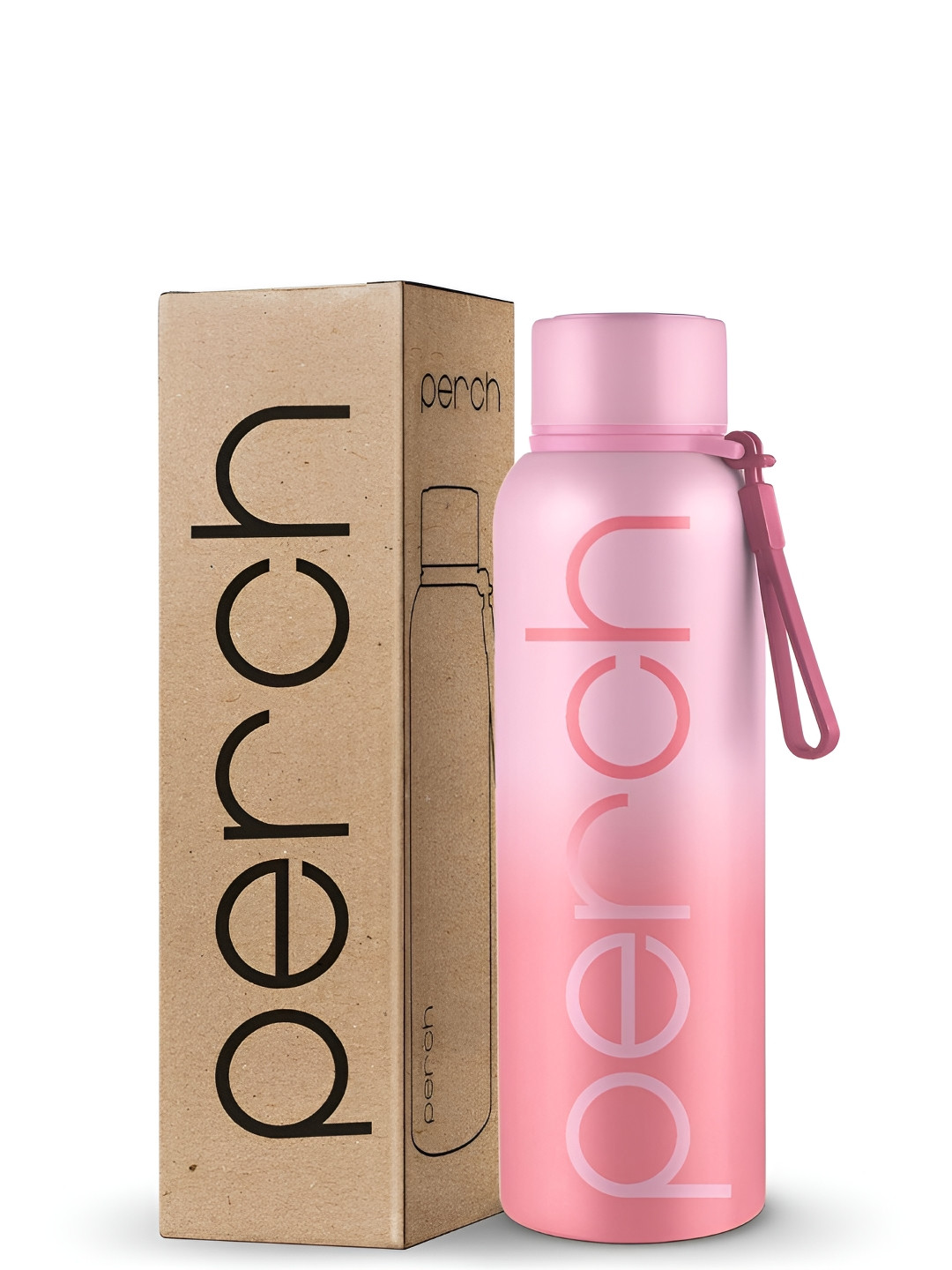 PERCH Pink Brand Logo Printed Stainless Steel Double Wall Vacuum Water Bottle-720 ml