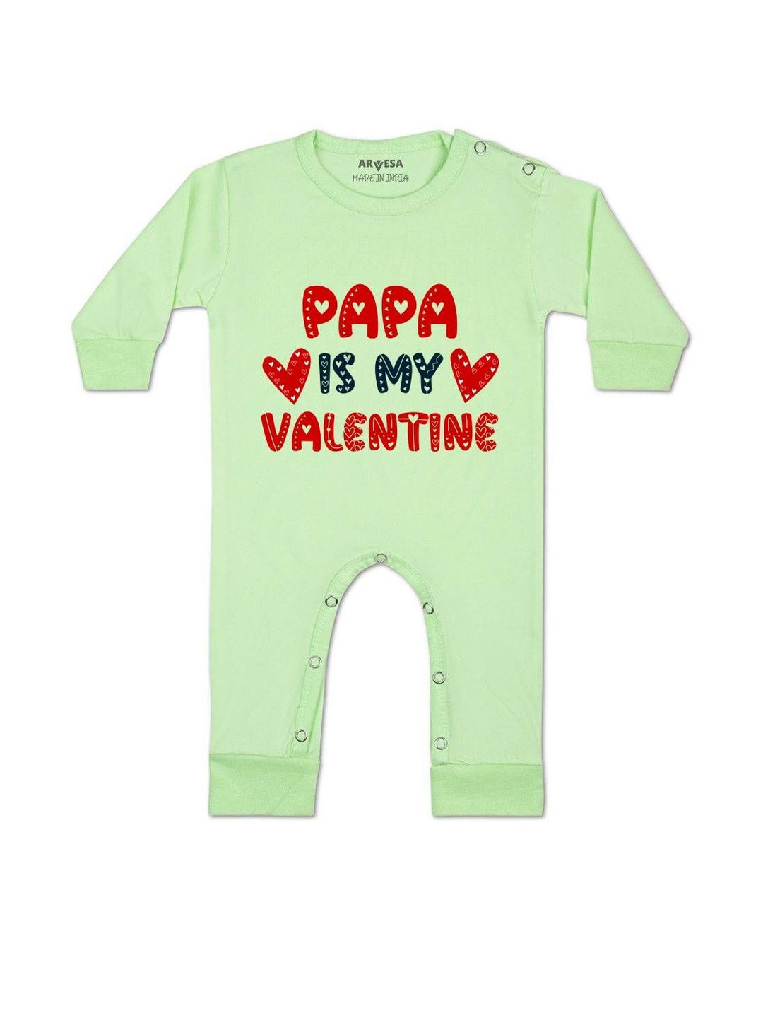 Arvesa Infant Papa Is My Valentine Printed Rompers