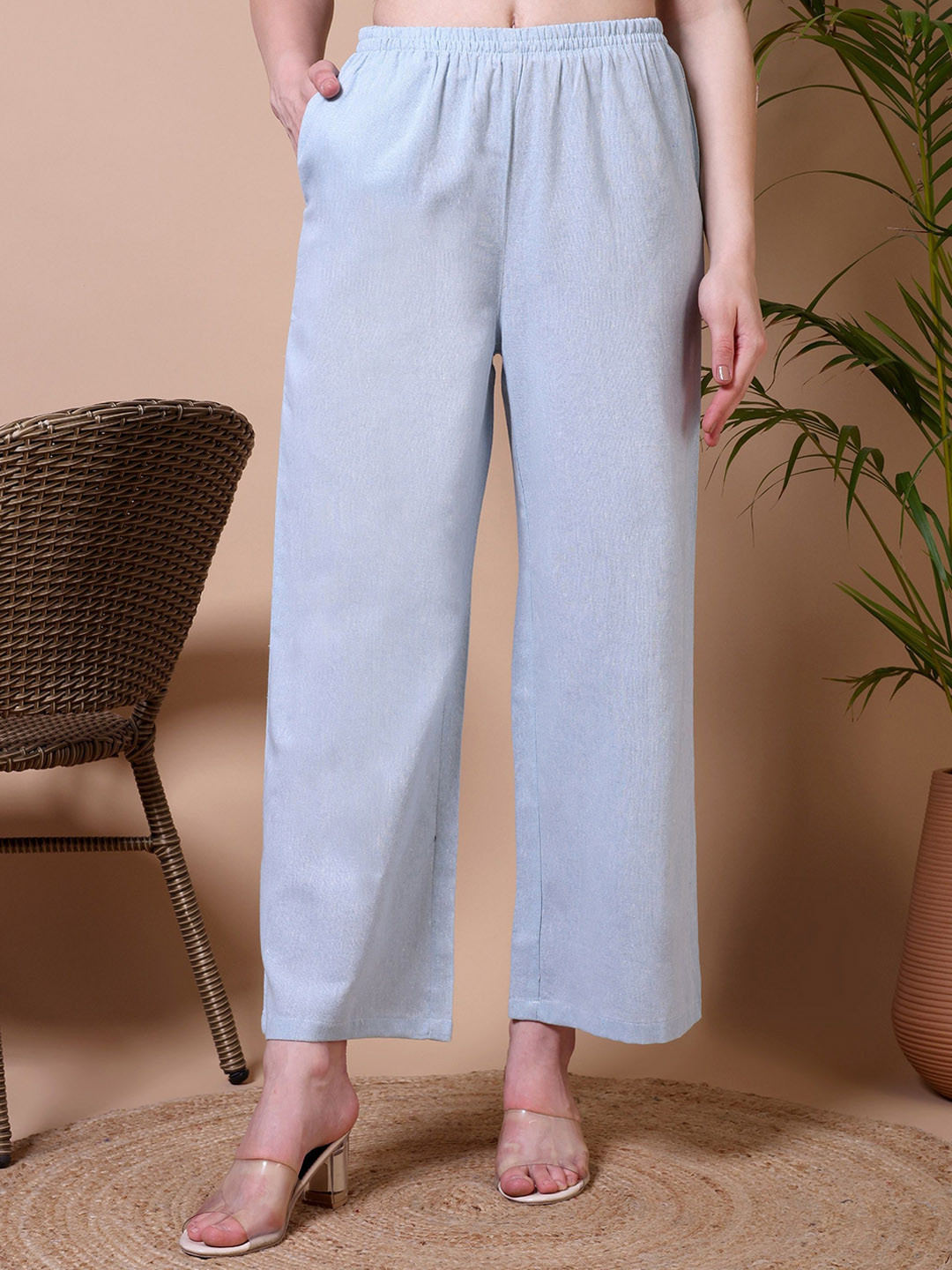 Ameerah Women Original Regular Fit Pleated Parallel Trousers