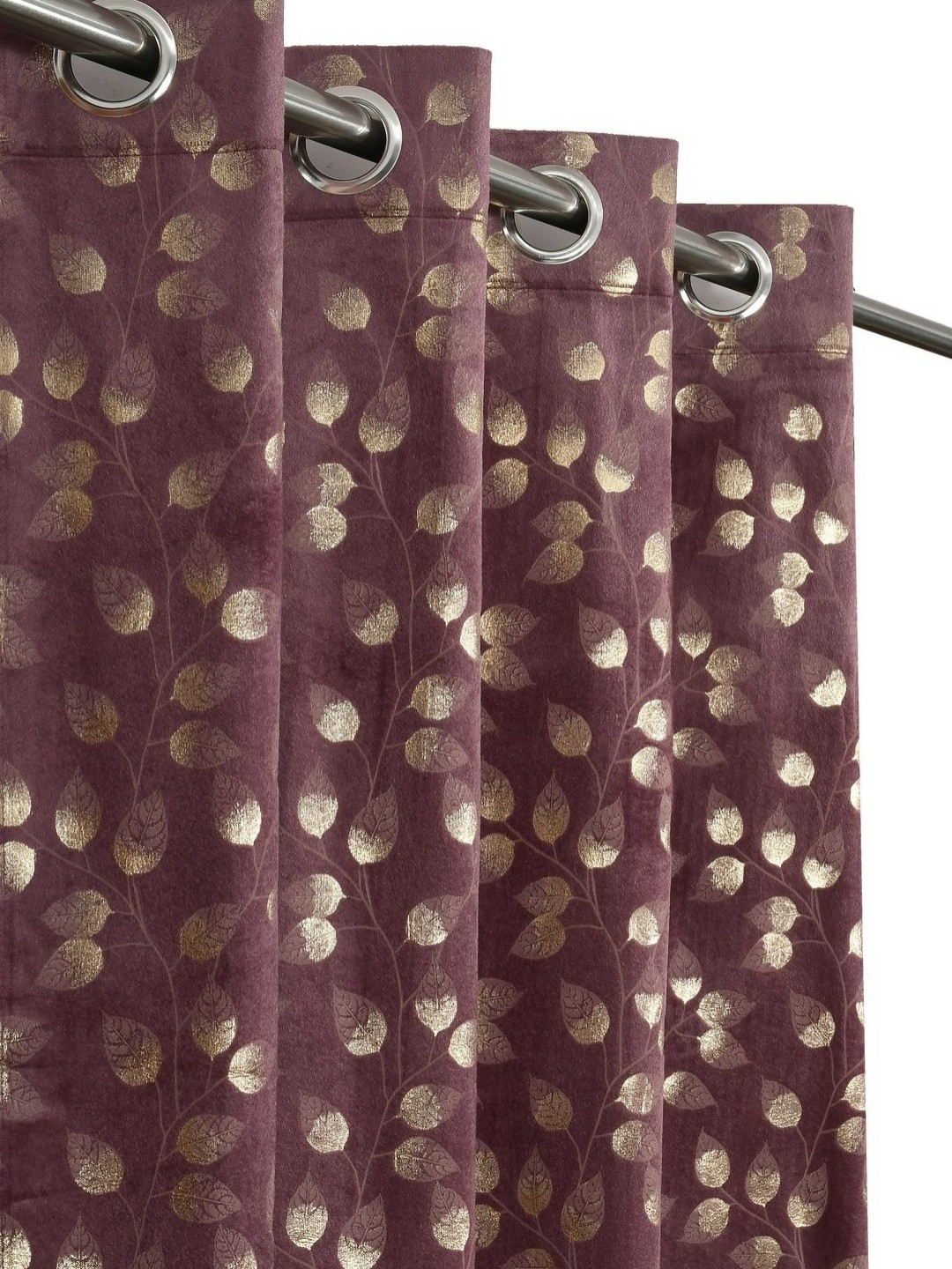 Kiara Creations Purple & Gold-Toned 2 Pieces Floral Room Darkening Long Door Curtain