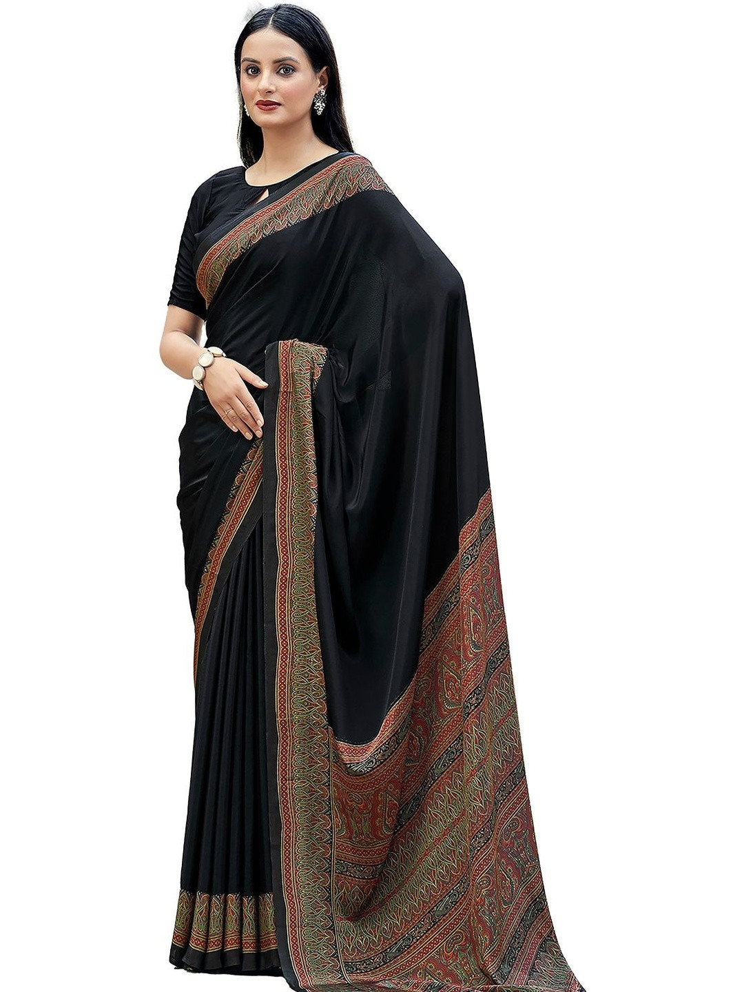 INDONIQ Women Printed Border Saree
