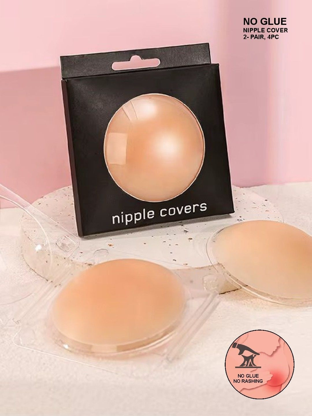 TOMKOT Women Pack of 2  No Glue Nipple Covers Pasties Reusable with Portable Storage Box