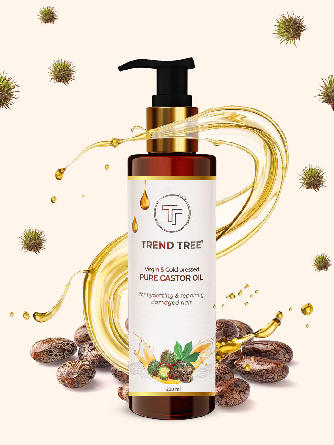 TRENDTREE Virgin And Cold Pressed Castor Oil For Hair & Skin Massage Oil - 200 ml