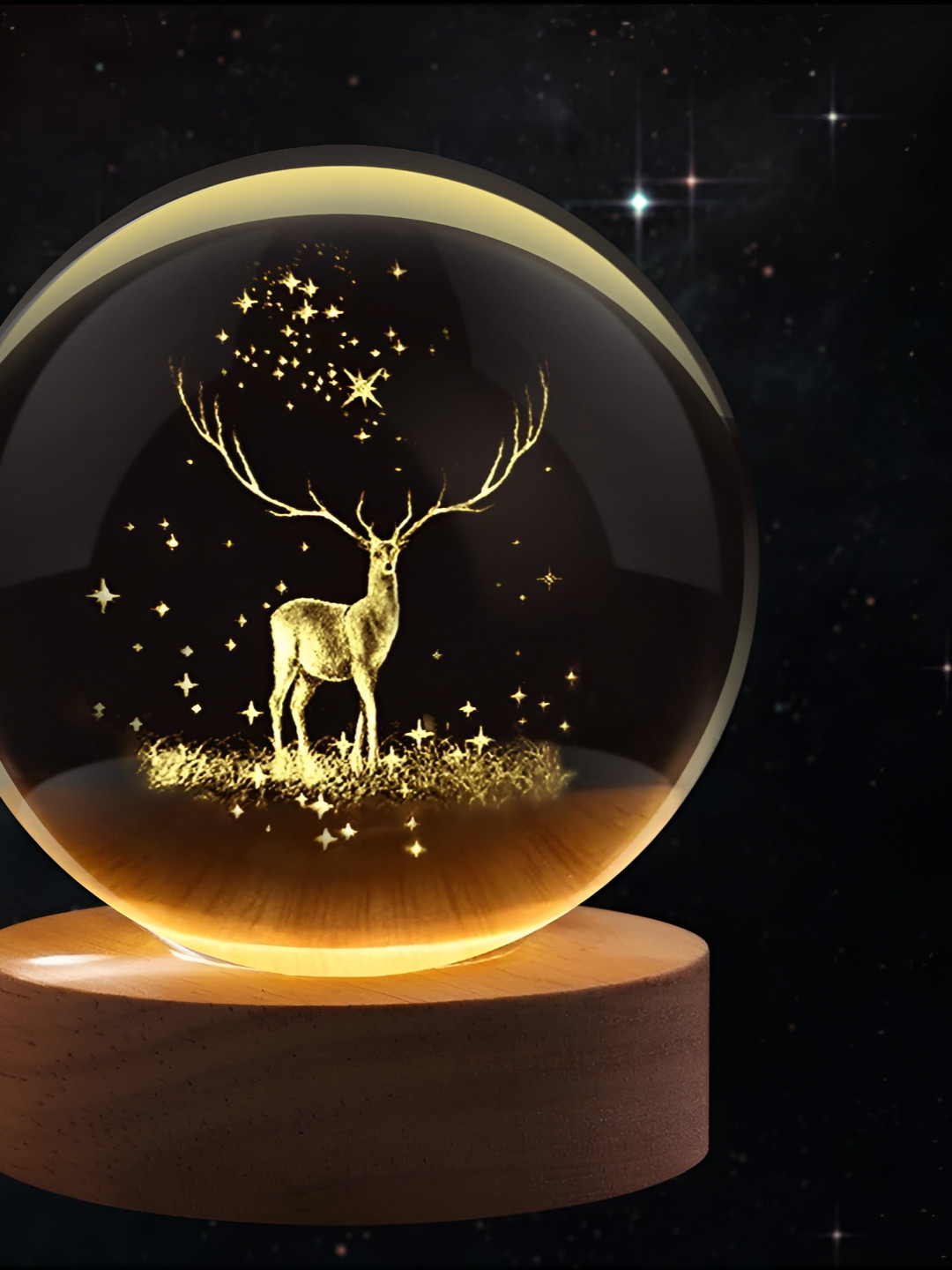 Sebon Yellow Printed Glass Spherical Table Lamp