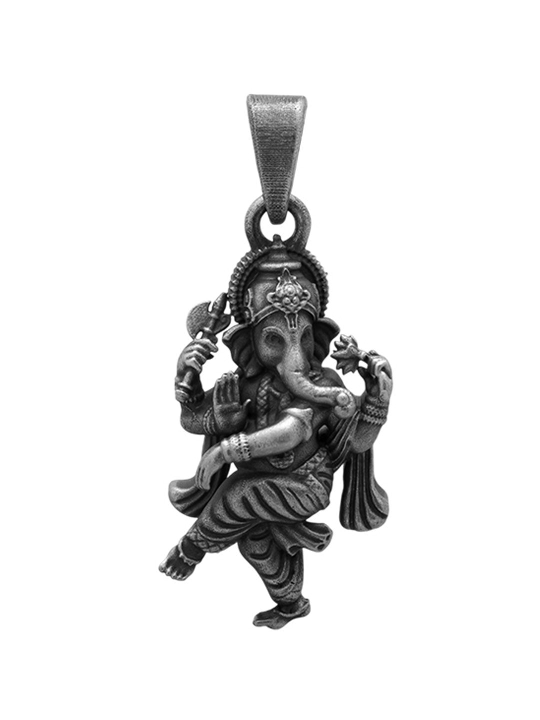 Exotic India Unisex Sterling Silver Nritya Ganapati Pendant
