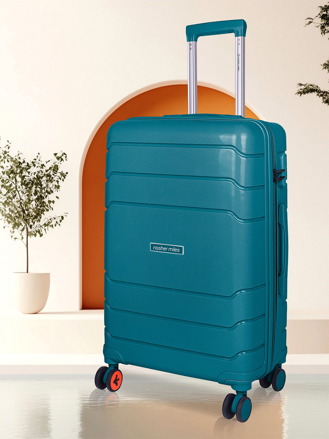 Nasher Miles Unisex Teal Green Patterned Lisbon Large Trolley Bag