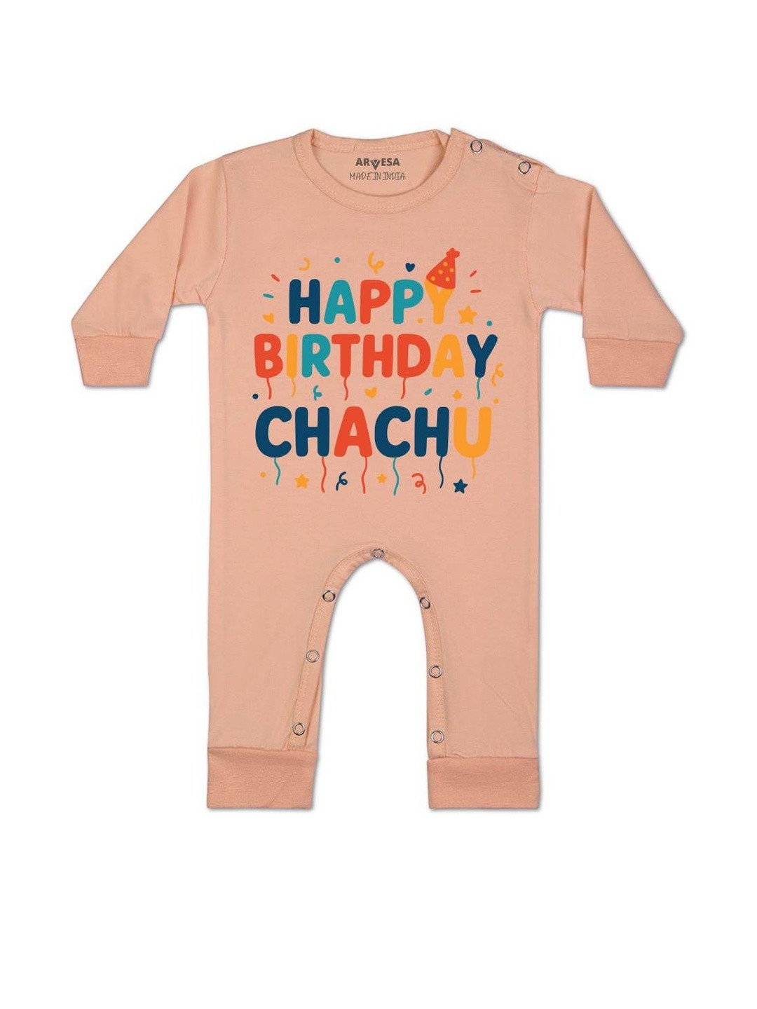 Happy Birthday Chachu Printed Baby Rompers