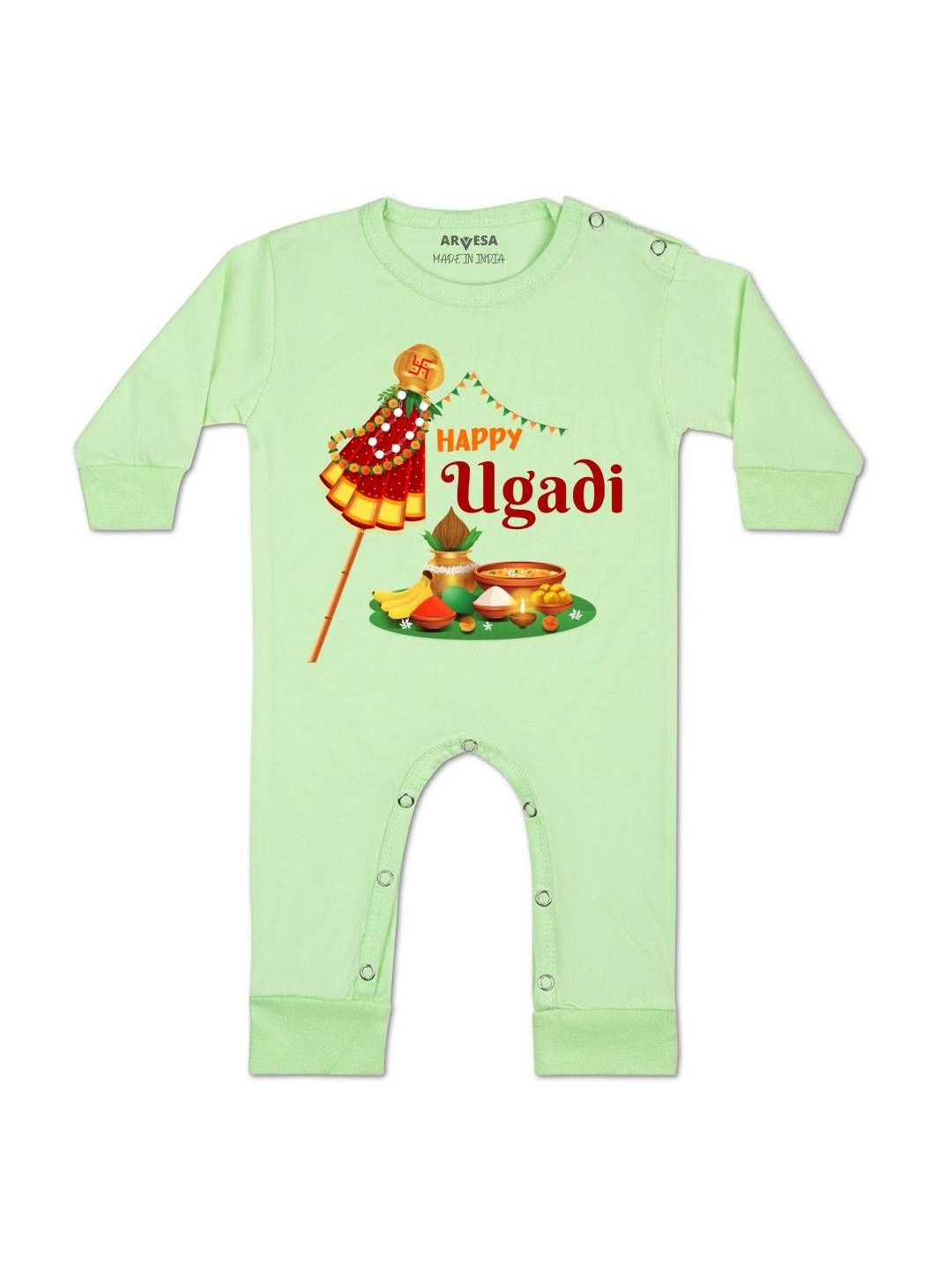 Happy Ugadi Printed Baby Rompers