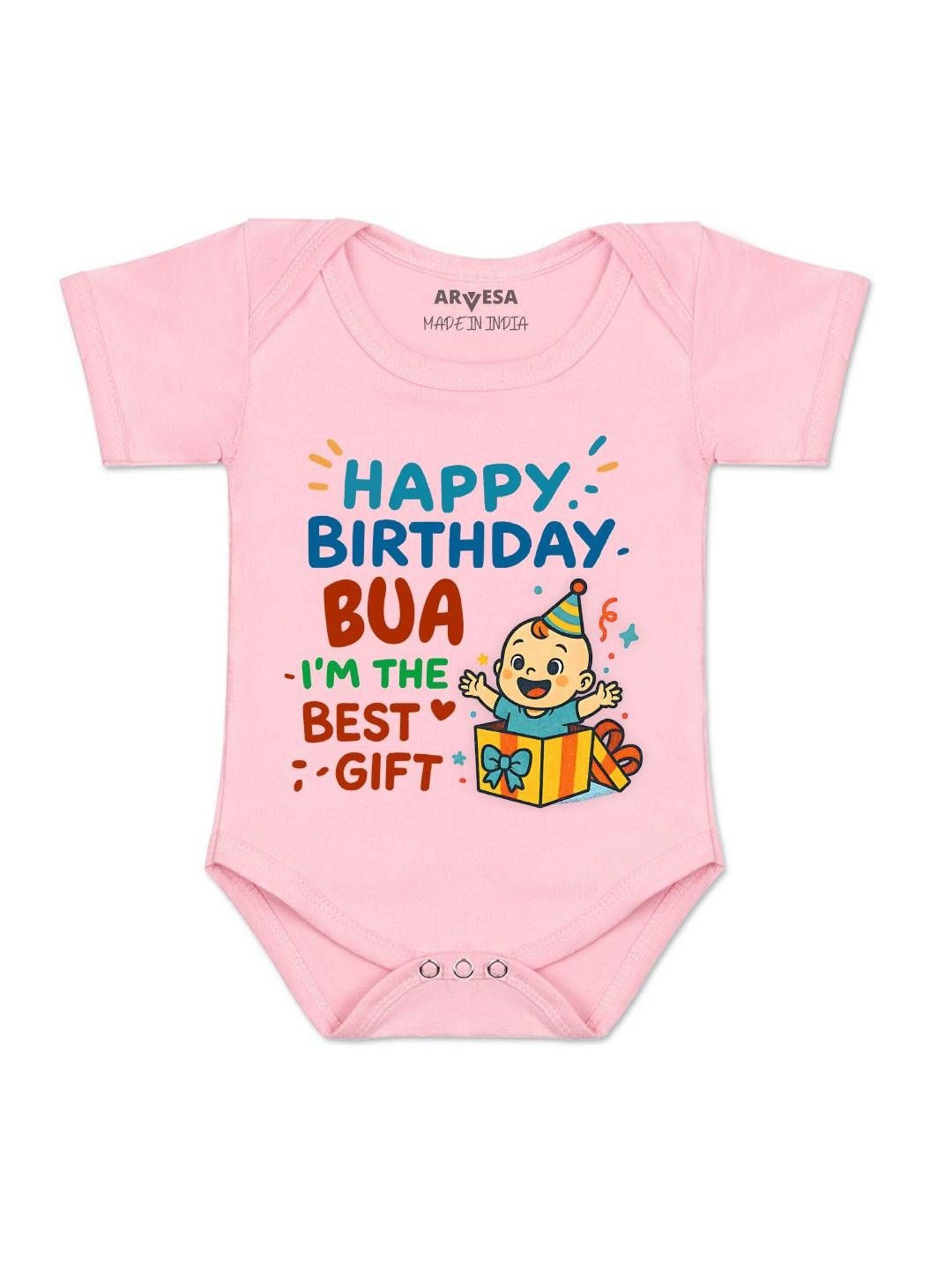 Happy Birthday Bua Printed Romper