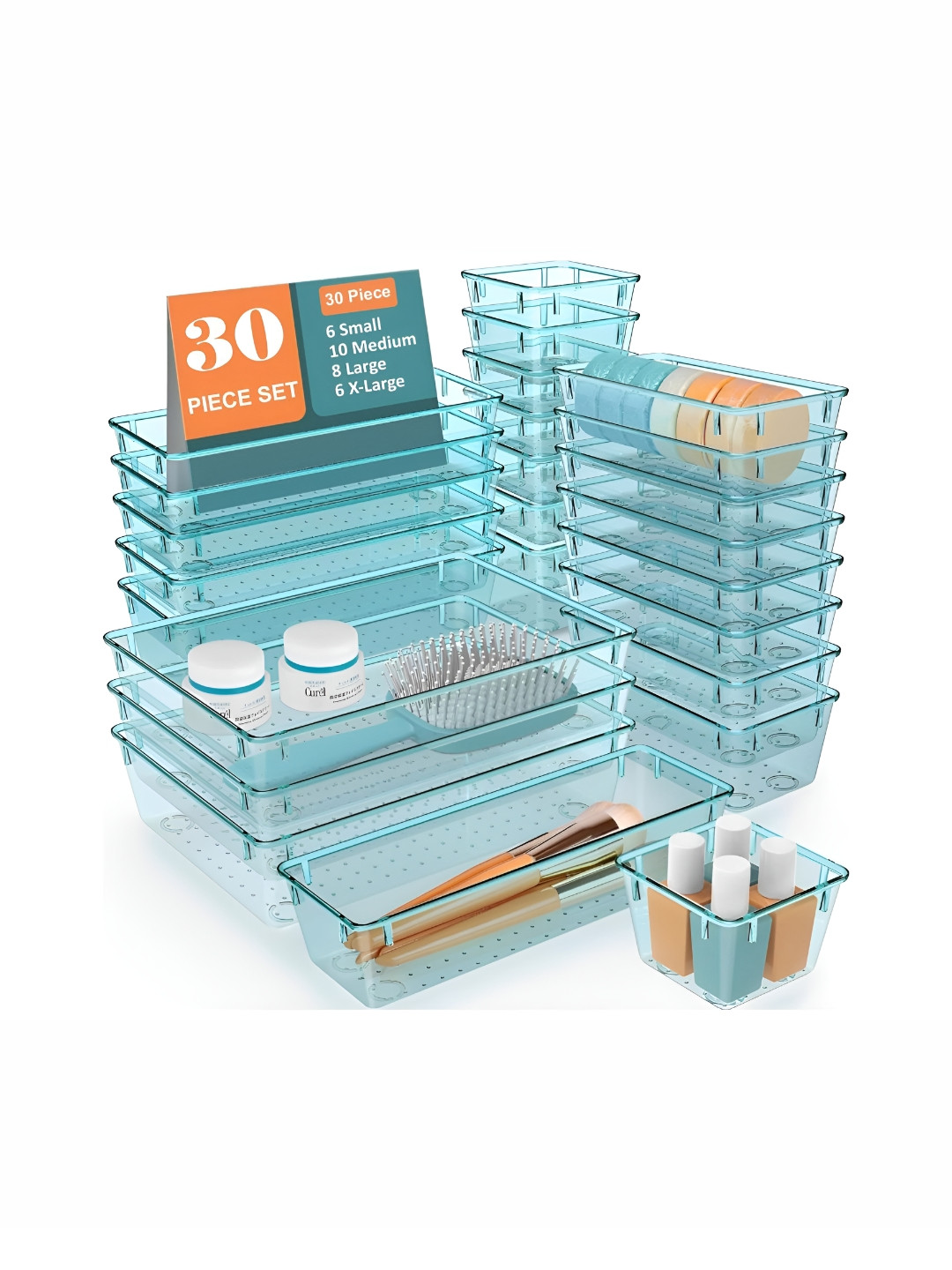 JD FRESH Blue 30 Pieces Makeup Organisers