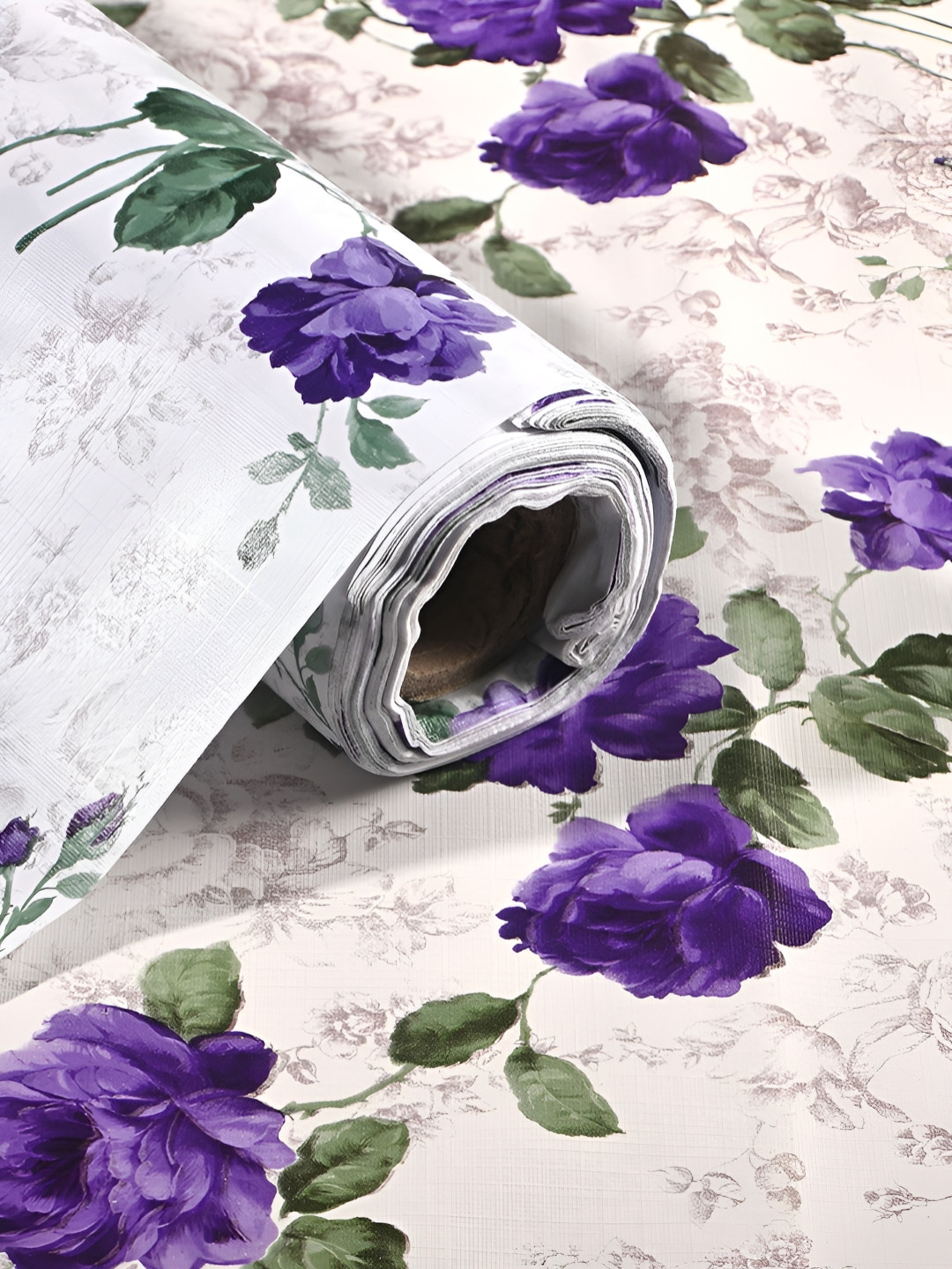 Aura White And Blue Printed Shelf Liner