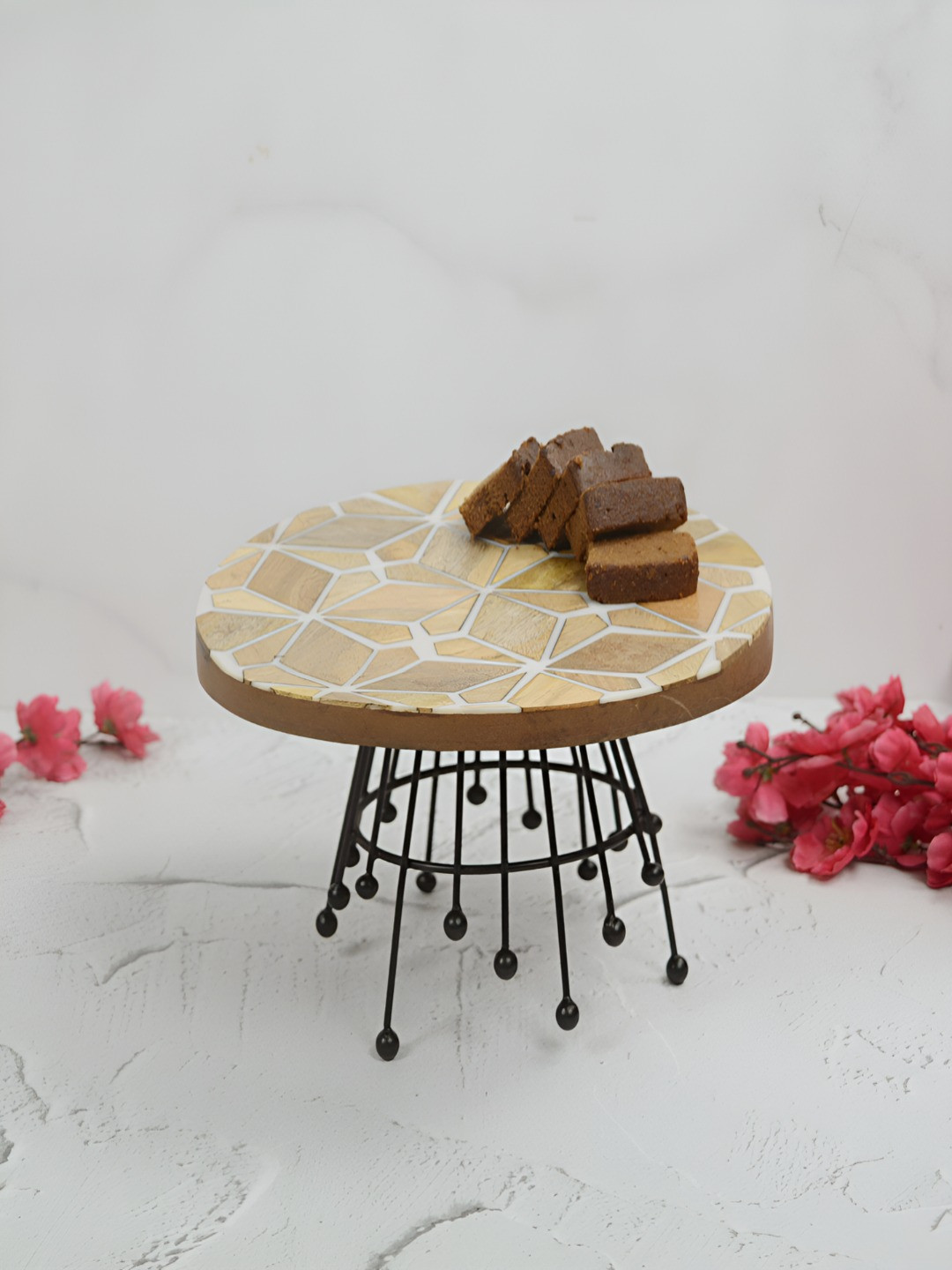 Maison Modern Black And Brown Wooden Easy To Clean Cake Stand