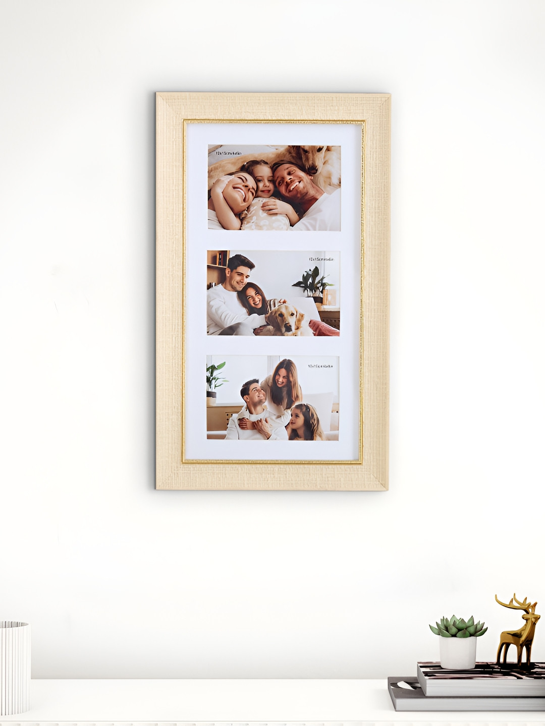 Home Centre Beige & Gold-Toned Photomontage Marcy Wall Photo Frame
