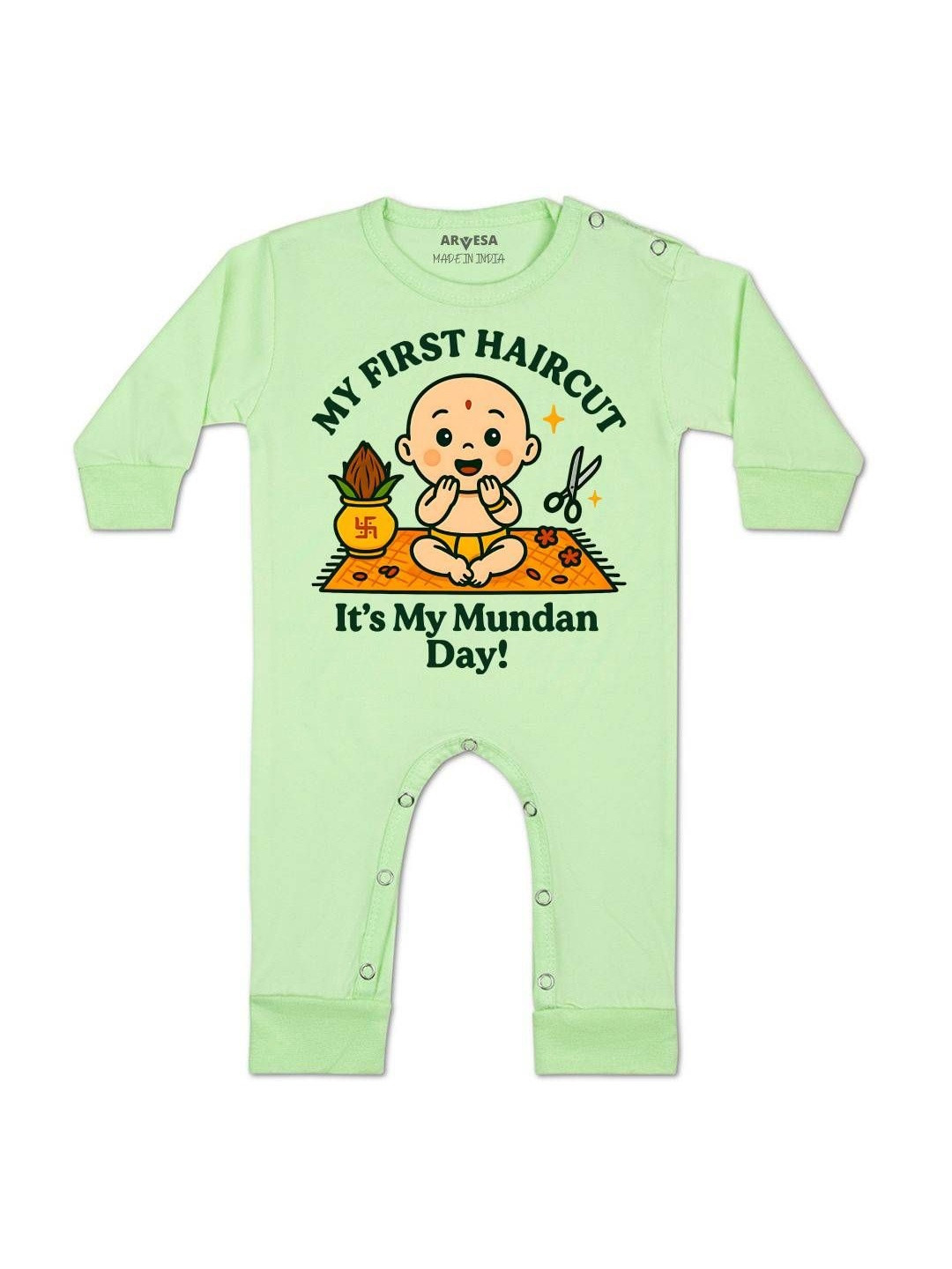 Arvesa Kids My First Haircut Printed Baby Rompers